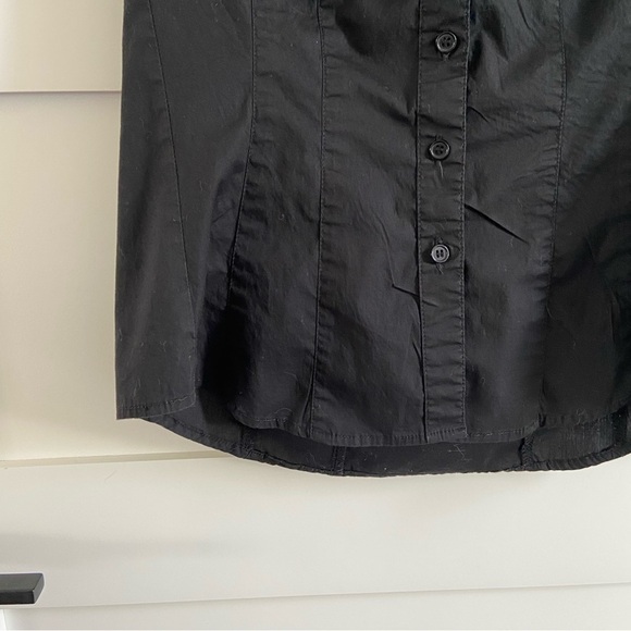 Suzy Shier Y2K Black Button-Up Short Sleeve Blouse - Picture 11 of 14